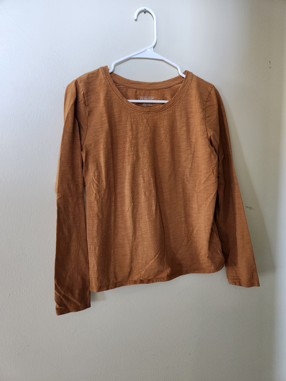 Pendleton Women's Long Sleeve Crewneck Top - Rust Brown M Medium